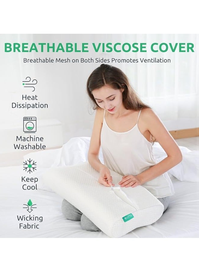 UTTU Cervical Pillow for Neck Strain Relief, Memory Foam Neck Pillow for Sleeping, Contour Cooling Pillow for Side Sleeper, Adjustable Orthopedic Sandwich Pillow, Queen(23.6"×14"×4.7"/3.9")  - Image 5
