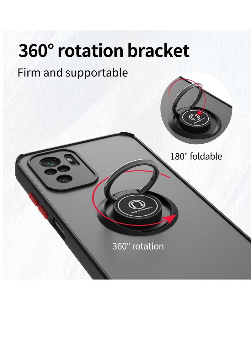 BORTONY Xiaomi Redmi Note 10/10S 4G Case Shockproof with Ring Kickstand Anti-Scratch Frosted Translucent Anti-Fingerprint Protective Cover - Image 5