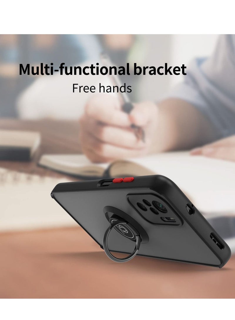 BORTONY Xiaomi Redmi Note 10/10S 4G Case Shockproof with Ring Kickstand Anti-Scratch Frosted Translucent Anti-Fingerprint Protective Cover - Image 4