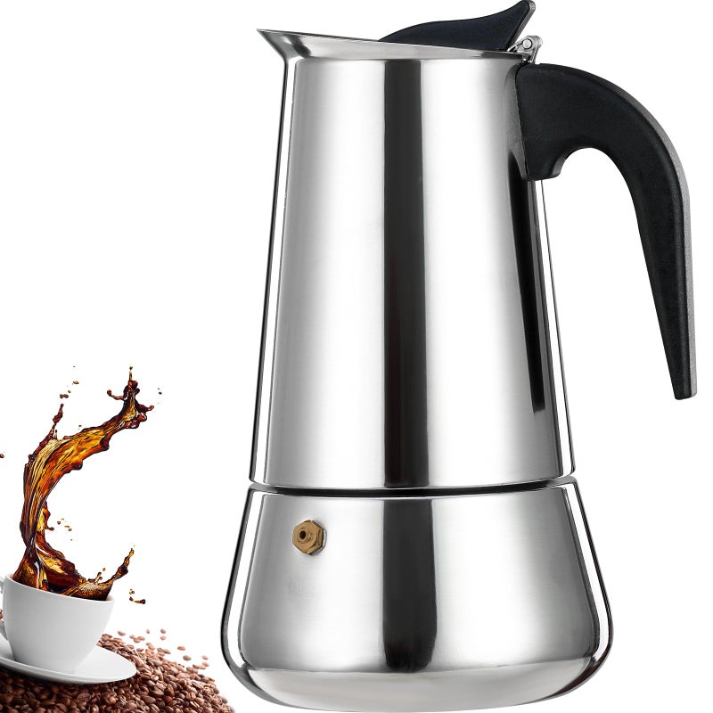 DITOSH 2 Cup Stovetop Espresso Maker Stainless Steel Moka Pot Stove Top Percolator Italian Coffee Makers Capable Mocha Greca Machine Cafe Classic Induction Cookers for Home and Camping 100ml 3.3oz - Image 1