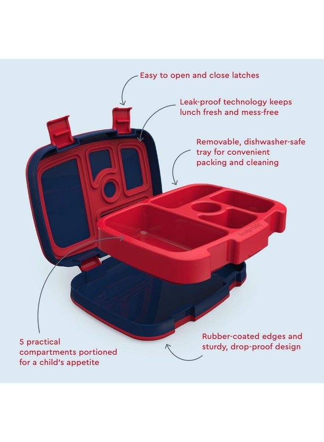 Bentgo Kids Prints Leak-Proof, 5-Compartment Bento-Style Kids Lunch Box - Ideal Portion Sizes for Ages 3-7, Durable, Drop-Proof, Dishwasher Safe, & Made with BPA-Free Materials (Rocket) - Image 4