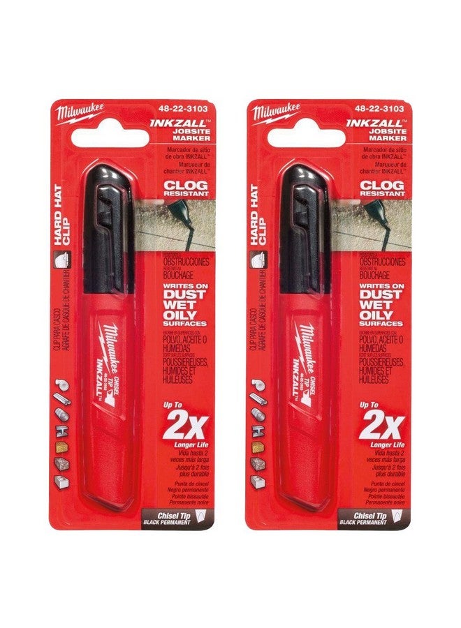 ميلواكي 48-22-3103 قلم تحديد متعدد الأسطح بطرف إزميل من Inkzall مقاوم للماء والزيت والغبار (عبوة من قطعتين) - Image 1