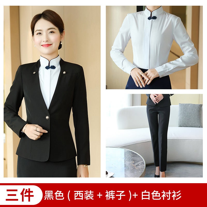 Long Sleeve El Front Desk Attendant Work Clothes Beauty Salon Stewardess Uniform Business Wear Women'S Skirt Suit - Image 1