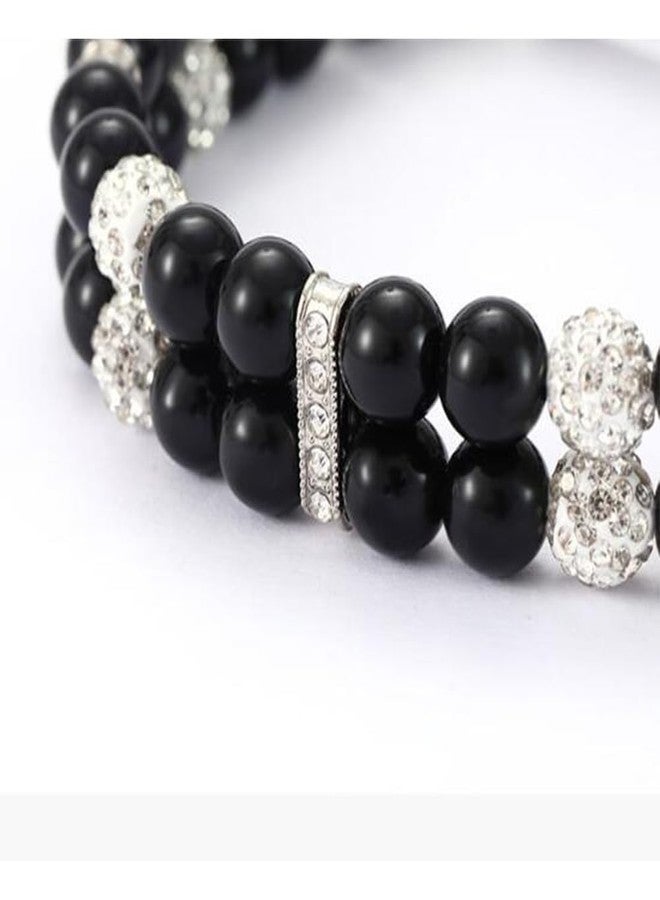 Weimostar Pearl Dog Collars for Small Dogs, Bling Rhinestone Cat Necklace Cute Crystal Puppy Collars for Small Medium Female Dogs Girl Kitten, Diamond Pet Jewel for Wedding Birthday Party Gift, Black M - Image 5
