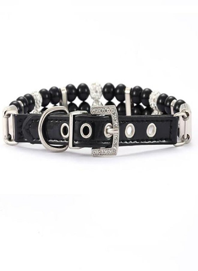 Weimostar Pearl Dog Collars for Small Dogs, Bling Rhinestone Cat Necklace Cute Crystal Puppy Collars for Small Medium Female Dogs Girl Kitten, Diamond Pet Jewel for Wedding Birthday Party Gift, Black M - Image 4