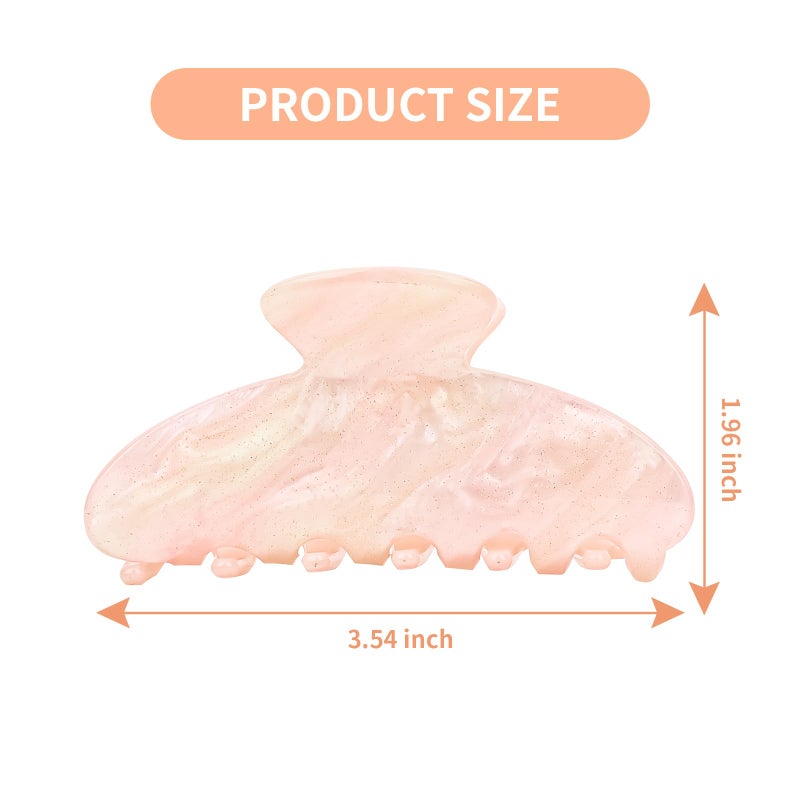 ACO-UINT 2 Pack Hair Claw Clips for Women Acrylic Claw Clips for Thick Hair Non-slip Clip for Hair Large Claws Hair Accessories for Women and Girlsï¼ˆWhite&Pink - Image 2