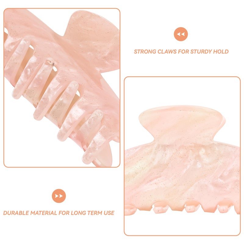 ACO-UINT 2 Pack Hair Claw Clips for Women Acrylic Claw Clips for Thick Hair Non-slip Clip for Hair Large Claws Hair Accessories for Women and Girlsï¼ˆWhite&Pink - Image 3