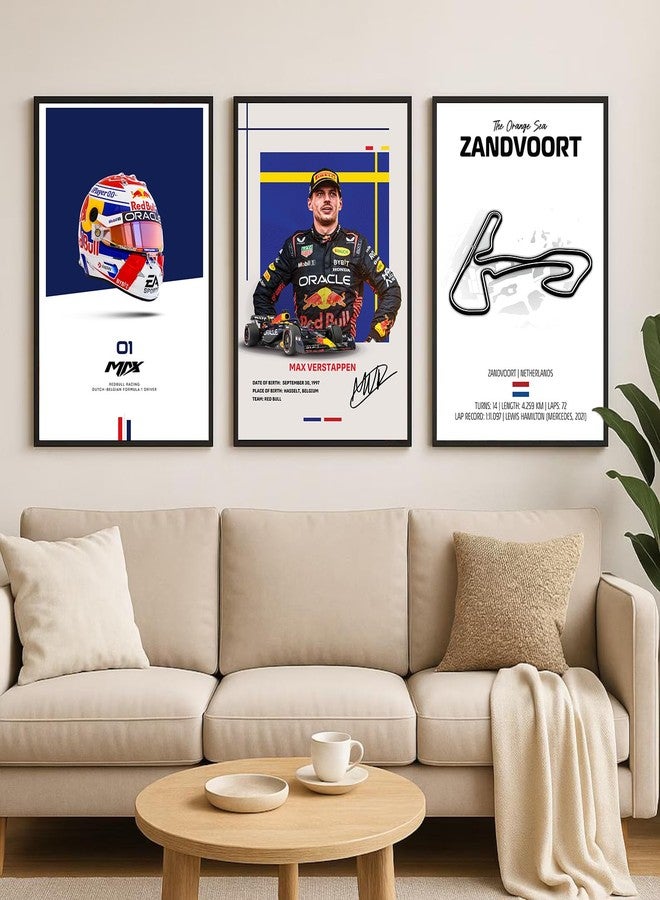Gamya Big Formula 1 F1 Cars Drivers Framed Aesthetic Posters For Wall Decoration, Bedroom, Living Room, Gift Item For Boys | Set of 3 (13x19 Inches) (Max Verstappen (Black Frame)) - Image 1