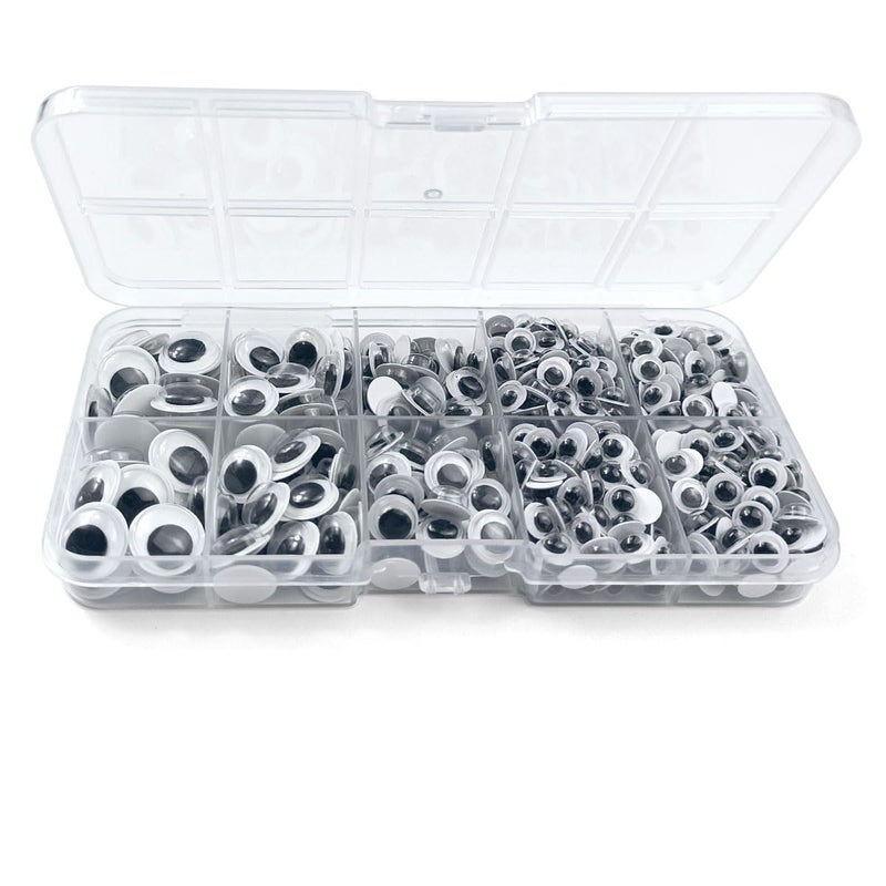 450Pcs Black Wiggle Googly Eyes with SelfAdhesive 6mm 8mm 10mm 12mm Mixed Packaging3 Years and up
