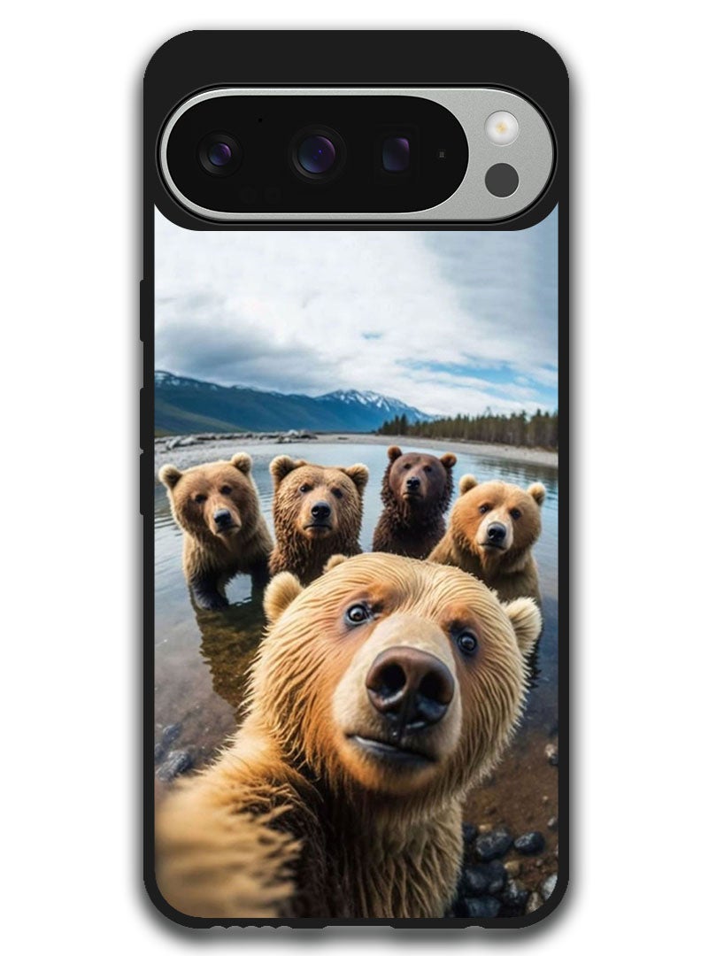 Theodor Protective Case Anti Scratch Shock Proof Bumper Cover For Google Pixel 9 Pro Bear Selfie - Image 1