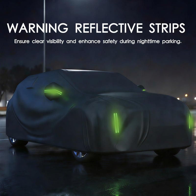 AILAIKE Car Cover Waterproof All Weather 10 Layers Full Car Cover Universal 210T Heavy Duty for Rain Sun UV Protection with Door Zipper and Air Vent. (Black PU Oxford Fabric, Fits SUVs up to 190") - Image 5