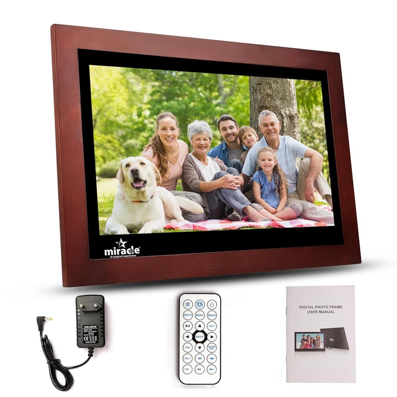 miracle digital 17 inch HDMI Wooden Dark Hi-Def Digital Photo Frame with Premium Mirror Finish,USB,SD Card,USB, Remote Photos Slide Show,Video in-Built 8GB Memory 2GB RAM Built-in 2 Stereo Speakers - Image 4