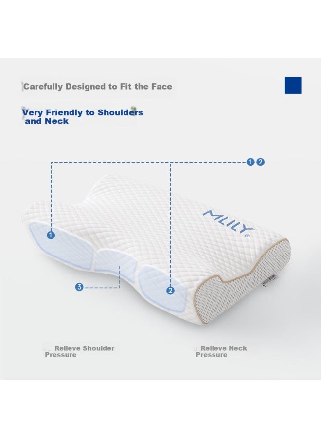 Mlily Zero Pressure Slow Rebound Adult Sleeping Deep Sleep Cervical Spine Protection Pillow, Single Piece, Curved Posture 0 Pressure Butterfly Pillow - Image 1