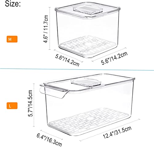 Slideep Food Storage Containers Produce Saver with Lids, Stackable Refrigerator Freezer Organizer Bins with Removable Drain Tray, Fridge Fresh Keeper for Veggie, Berry, Fruits, Vegetables 3 Pack - Image 4