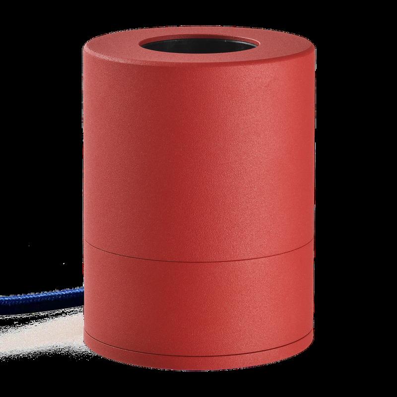 Pop table lamp base in red with a sleek modern design, compatible with standard lamp shades. Ideal for adding a stylish and contemporary touch to home or office interiors while providing stable lamp support.