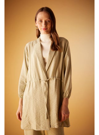 Woman Relax Fit Shirt Neck Woven Long Sleeve Tunic