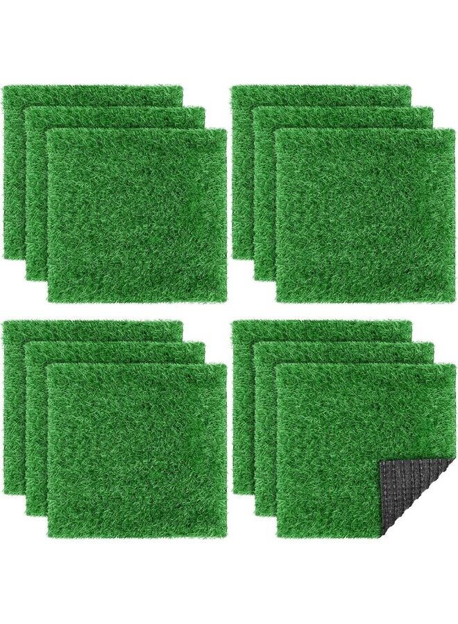 12PCS-Artificial Grass Mat Square 12 x 12 Inch Fake Turf Patch Indoor Outdoor Garden Lawn Patio Balcony Synthetic Turf Mat Realistic Grass Rug for Crafts Miniature Garden DIY - Image 1