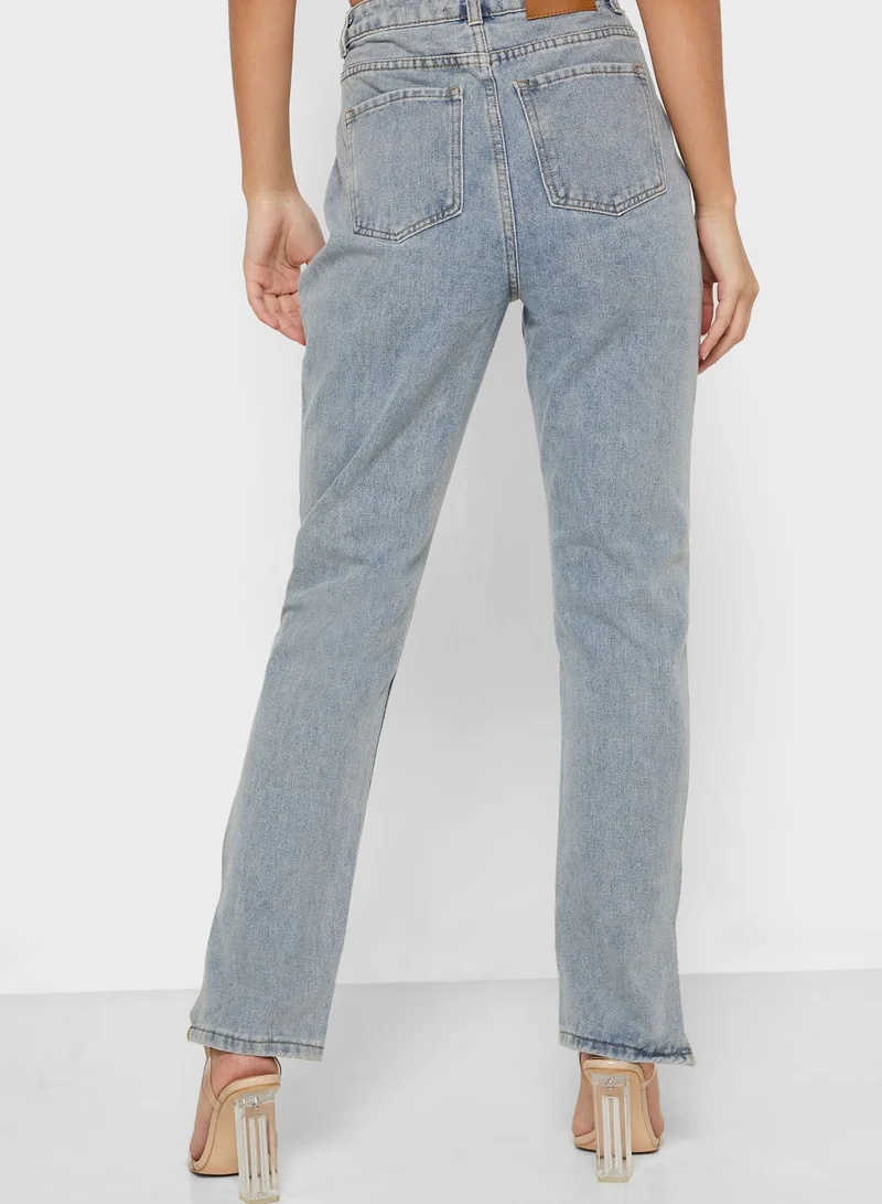 Missguided Split Hem Mom Jeans