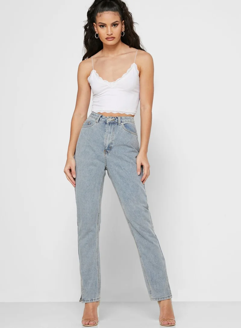 Missguided Split Hem Mom Jeans
