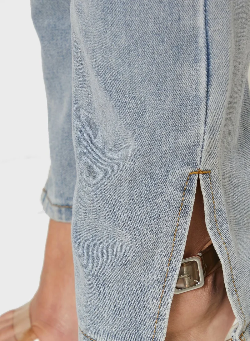 Missguided Split Hem Mom Jeans