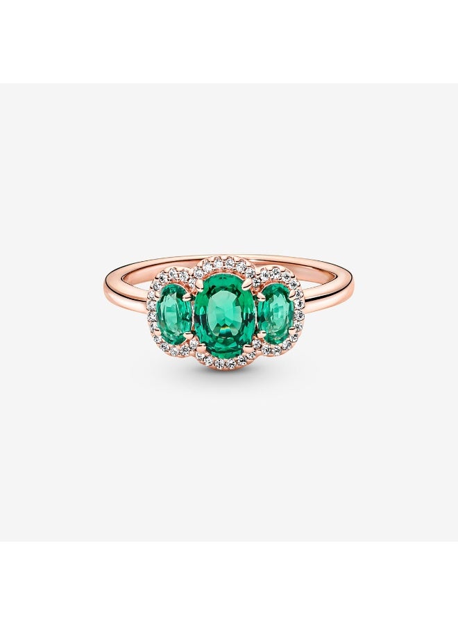 DORA Green Three Stone Vintage Ring - Image 3