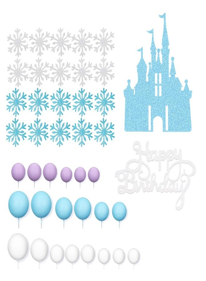 GmakCeder Blue Castle Birthday Cake Topper for Winter Princess Theme Cake - Image 4