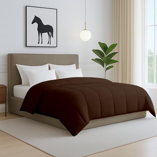 Bhoomi Impex Bed Comforter - Single Size - Chocolate 300 GSM Quilt Blanket Rajai – Winter Warm Down Alternative Duvet Insert with Corner Ties - Image 1