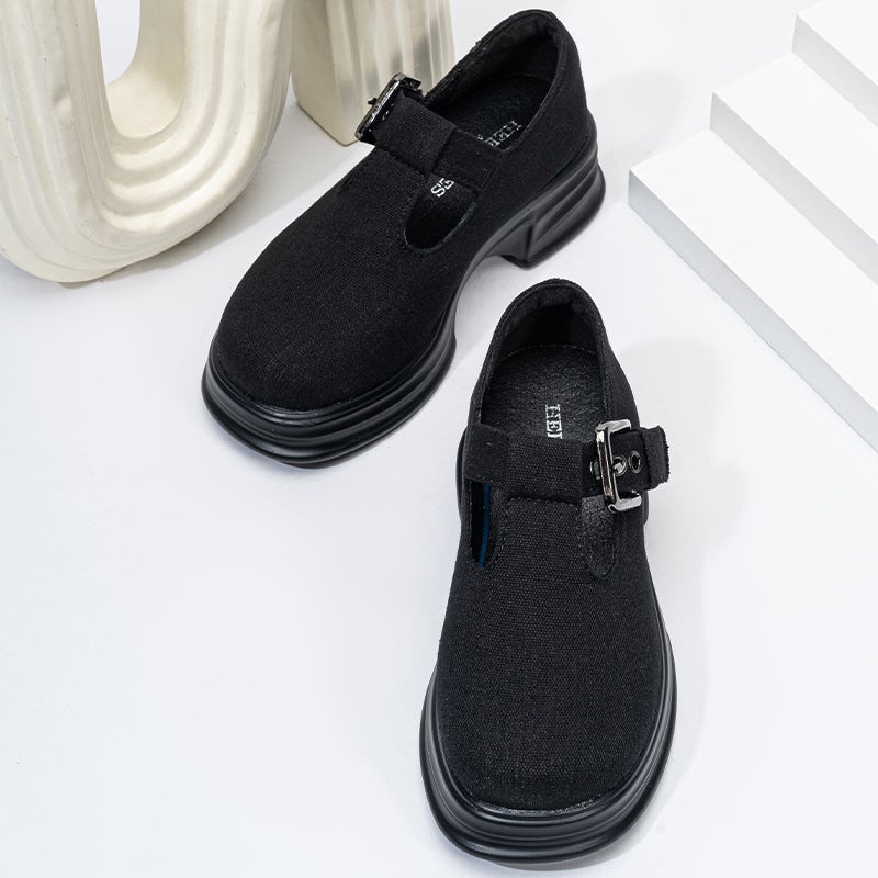 T-Shaped Shoes Kidsren'S Small Leather Shoes 6-12 Years Old Cute Little Girls Thick-Soled Flats New Korean Style Girls' Denim Shoes - Image 5