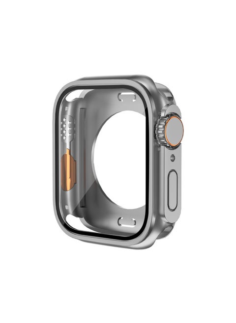 Suitable For Apple Watch Case Change Second Generation Ultra Shell Film Integrated 360 All-inclusive Protective Shell-Color:Gray + Orange-Appearance Size:40MM (without Packaging)