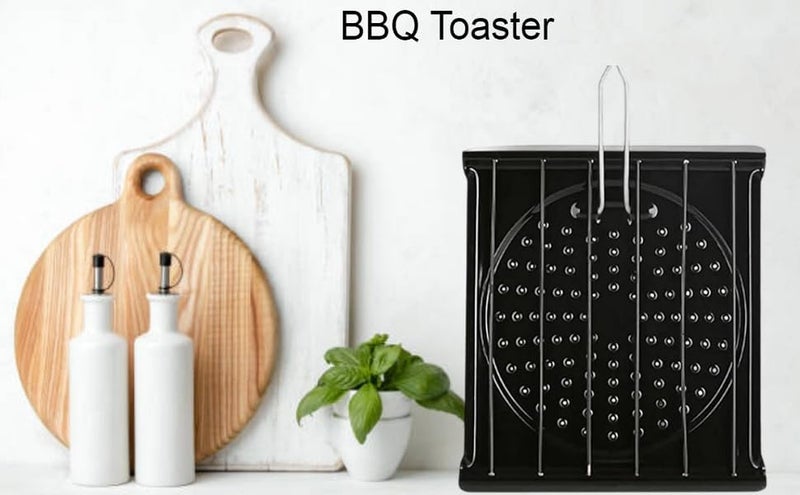 إسكدنيا شواية باربكيو جالي توستر سوداء مع مقبض بلاستيكي قابل للطي بشكل مربع للاستخدام في شوي الخضار والطهي في الهواء الطلق والتخييم والمطبخ المنزلي على موقد الغاز سهل الشوي 【20x20x2.5CM】 - Image 4