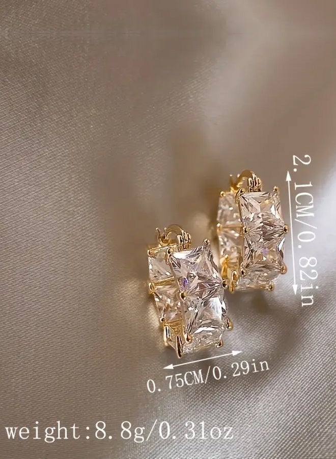 Ready For Chai Golden Stone Earrings, Women'S Earrings, Fashionable And Versatile Earrings, Valentine'S Day Gift, Earrings for Women Elegant, Earrings for Women High Quality, Earrings for Women, Special Occasion, Stylish Accessories, Elegant Design, Fashionable Jewelry, Highquality Finish, Durable Earrings, Statement Earrings, - Image 2