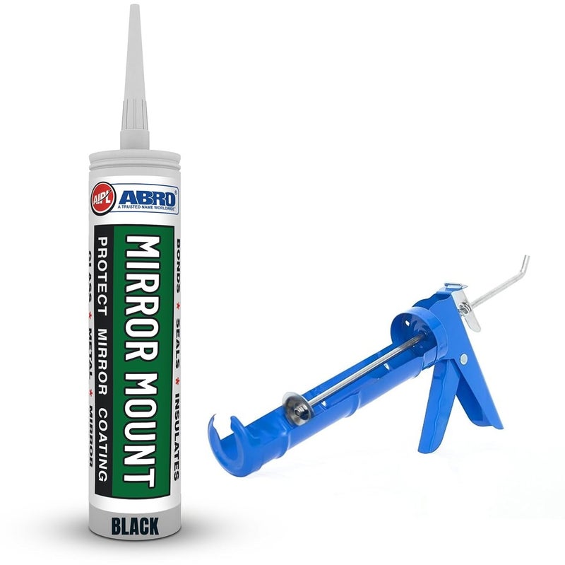 AIPL Mirror Mounting Black Silicone Sealant – 280ml – Neutral Cure Adhesive for Mirrors, Glass & Metal – With Applicator Gun – Waterproof, Anti-Fungal, Long-Lasting Bond - Image 1