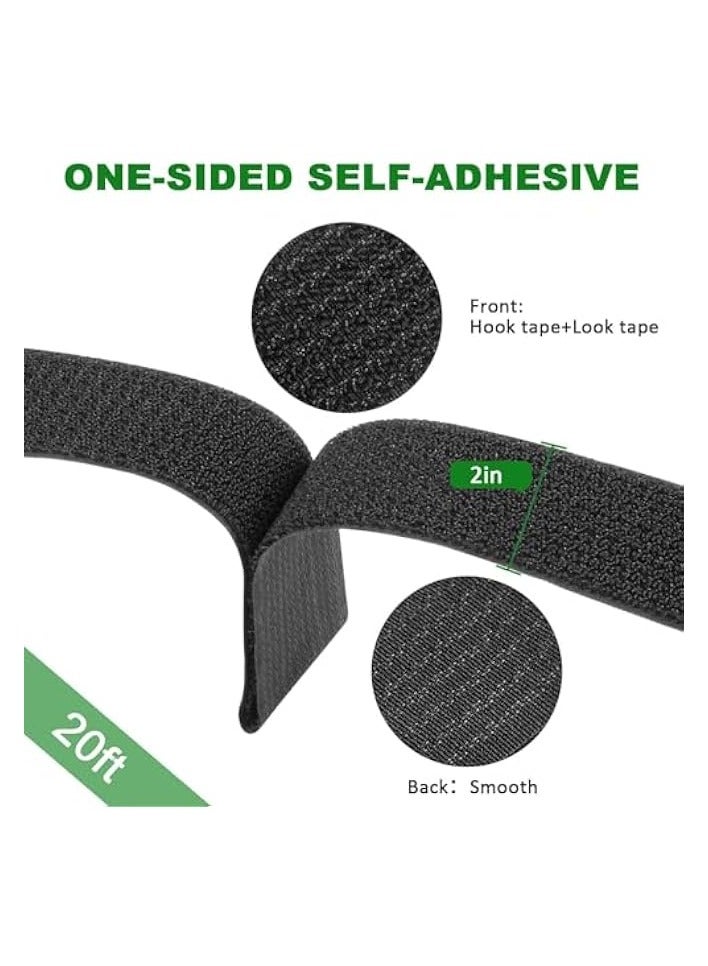 erorex Adjustable Cable Straps, Velcro Cable Ties, 2''*16.4ft Hook and Loop Straps with 20 Buckles, Free Cut Self Securing Strap, Reusable Nylon Securing Cord Ties for Cable Organiser Storage  - Image 2