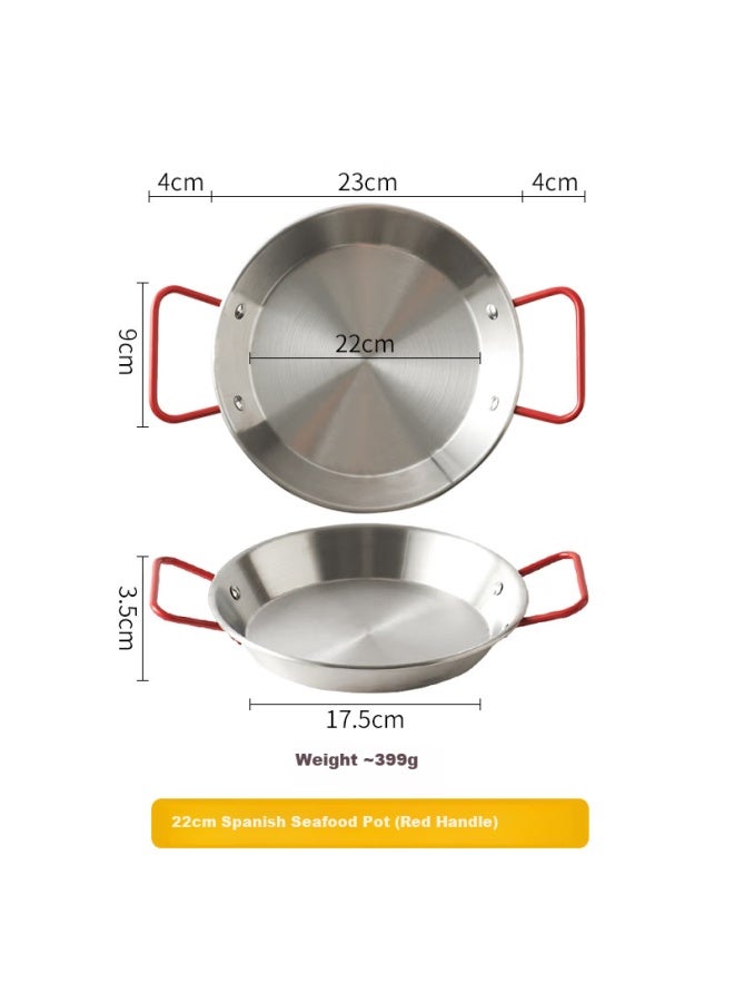 All-round Quanshi Stainless Steel Spanish Seafood Rice Cooker 24cm, Korean Fried Chicken Plate, French Fries Pasta Plate, Double-handled Flat-bottom Pan - Image 3