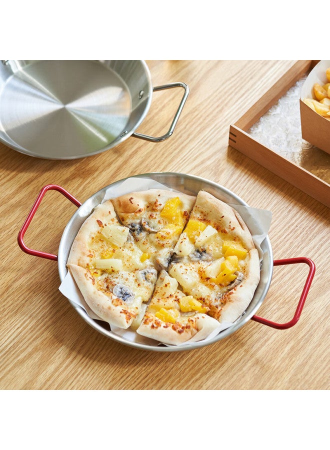 All-round Quanshi Stainless Steel Spanish Seafood Rice Cooker 24cm, Korean Fried Chicken Plate, French Fries Pasta Plate, Double-handled Flat-bottom Pan - Image 2