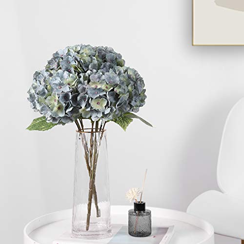 Louiesya Artificial Flowers Silk Hydrangea Flowers with 5 Heads Fake Flower Bunch Bouquet for Home Wedding Party Decor DIY (Bluish Green,5 Flower Heads) - Image 5