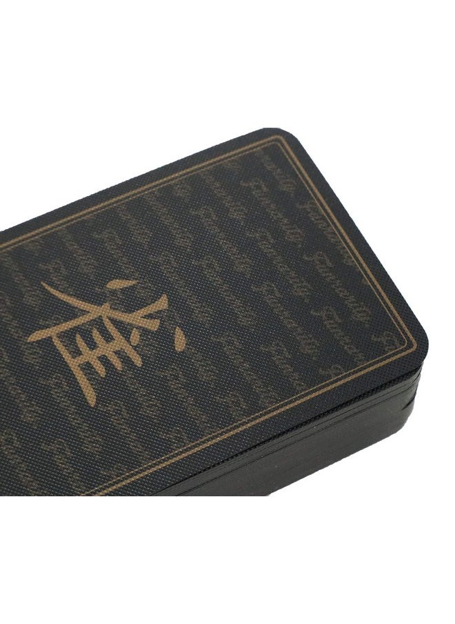 Funrarity - Chinese Mahjong Cards Deluxe Set 144 Playing Cards With 2 Dice And Travel Bag (Mah Jong, Mahjongg, Mah-Jongg, Mah Jongg, Majiang) Plastic Pvc Portable Durable Waterproof Black - Image 1