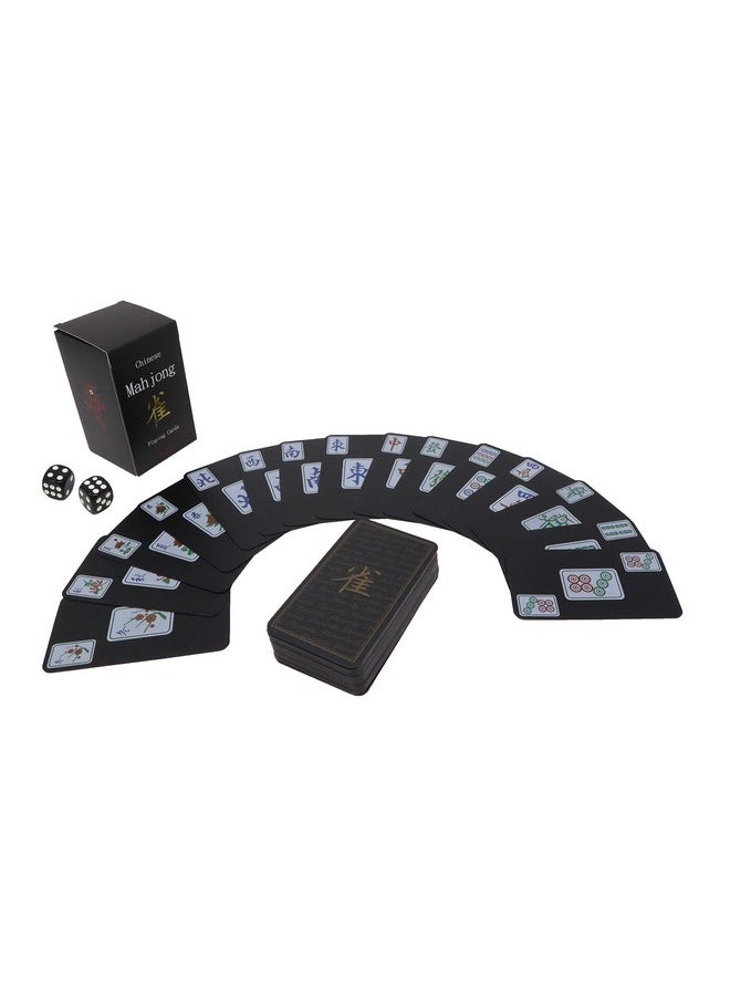 Funrarity - Chinese Mahjong Cards Deluxe Set 144 Playing Cards With 2 Dice And Travel Bag (Mah Jong, Mahjongg, Mah-Jongg, Mah Jongg, Majiang) Plastic Pvc Portable Durable Waterproof Black - Image 1