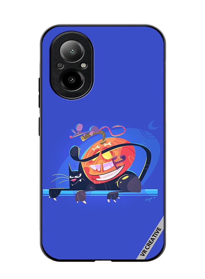 VR CREATIVE Protective Case Cover For Realme C67 4G Halloween Cat Design Multicolour - Image 1
