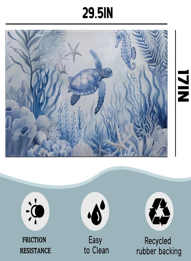 MIEPOS Sea Turtle Beach Indoor Door Mat,Serene Underwater Seahorse Doormat,29.5x17in Non-Slip Rubber Backing Floor Mat,Entry Rug,for Living Room,Kitchen,Entryway Doorways Mats Decor,Doormats Gifts - Image 3