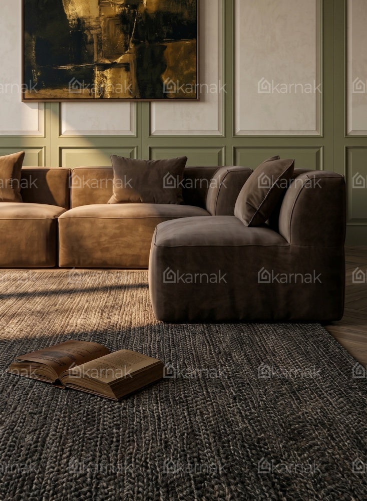 KARNAK Velnaro 5 Seater Velvet Sofa Brown - Image 3