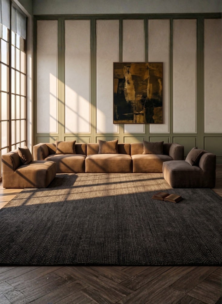 KARNAK Velnaro 5 Seater Velvet Sofa Brown - Image 1