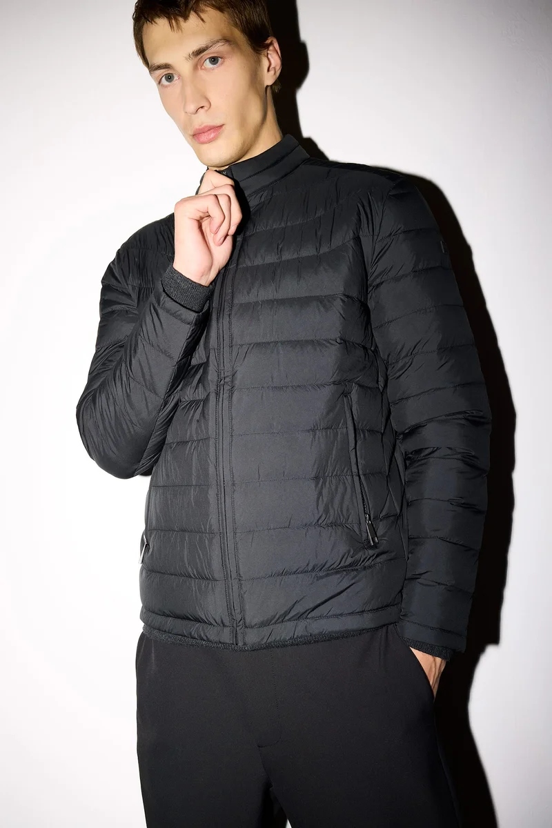 Goose Down Slim Fit Stand Collar Inner Pocket Waterproof Jacket