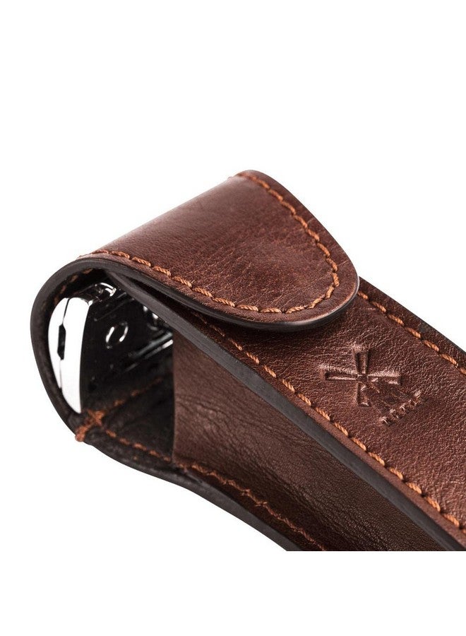 موهل حقيبة سفر آمنة من الجلد باللون البني لشفرات الحلاقة - Image 2