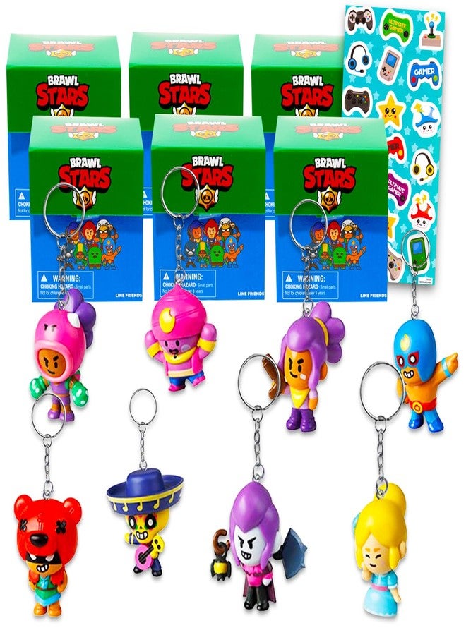 Brawl Stars Blind Bags Party Favors Set - Bundle with 6 Surprise Keychain Mystery Figures, Stickers | Bag Clips for Kids - Image 1