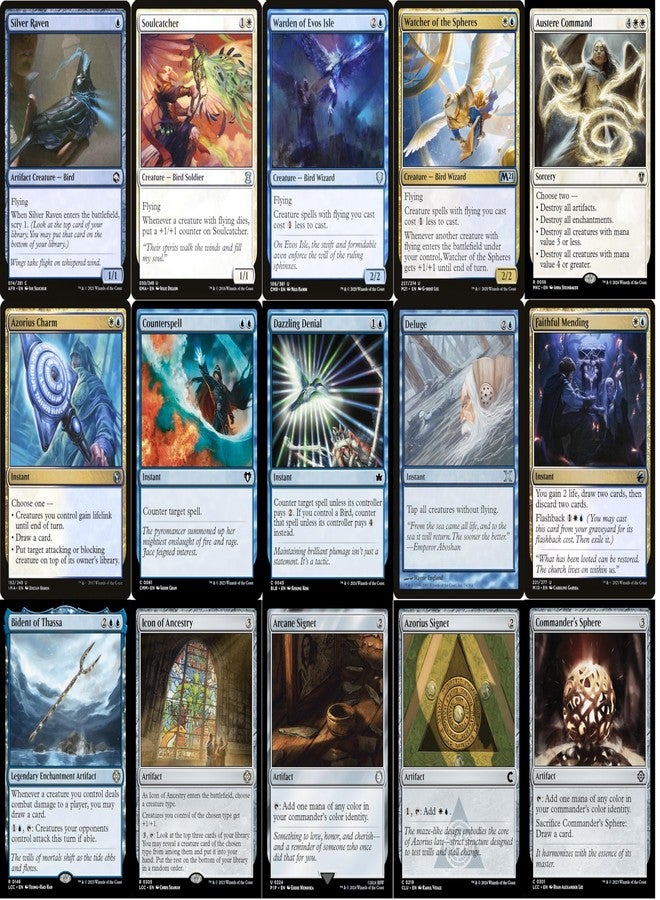 MTG Decks & More إليت كوماندر بيرد ديك - كاسترال، ذا ويندكريستد - أزوريوس أزرق أبيض - EDH cEDH - 100 بطاقة - مجموعة MTG مخصصة - قوية جداً! - Image 4