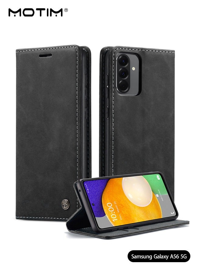 موتيم حافظة محفظة Samsung Galaxy A56، حافظة جلدية مقاومة للصدمات مع مسند خلفي قابل للطي، حافظة هاتف متينة توفر حماية كاملة من السقوط لـ Galaxy A56 - Image 1