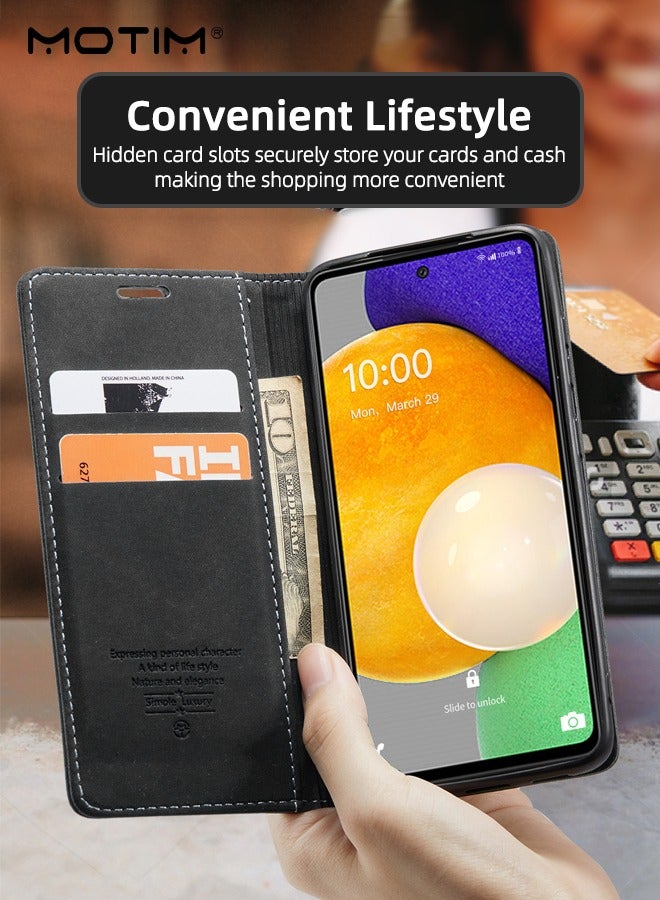 موتيم حافظة محفظة Samsung Galaxy A56، حافظة جلدية مقاومة للصدمات مع مسند خلفي قابل للطي، حافظة هاتف متينة توفر حماية كاملة من السقوط لـ Galaxy A56 - Image 3
