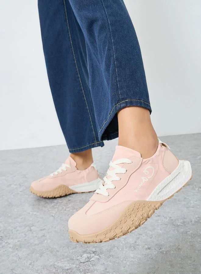 Take Two Take Two Women Printed Panel Stretch-Lace Sneakers