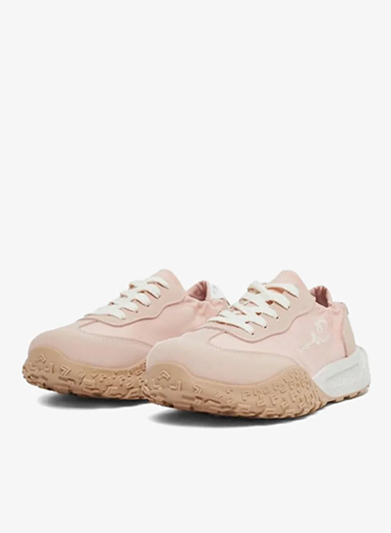 Take Two Pink Take Two Women Printed Panel Stretch-Lace Sneakers for Women | Best Price UAE